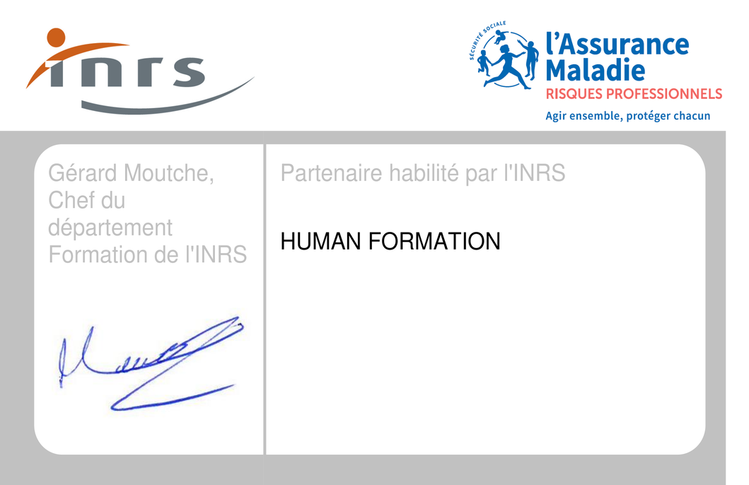 Recto d’une carte SST PVC, logos INRS